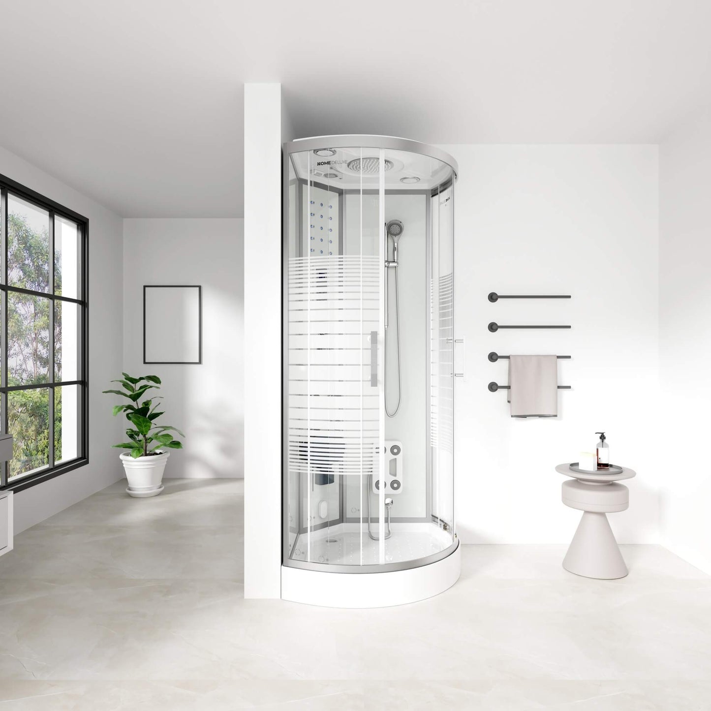 Home Deluxe Dampfdusche mit Wasserfall und Dampfsauna WHITE PEARL - 90 x 90 cm
