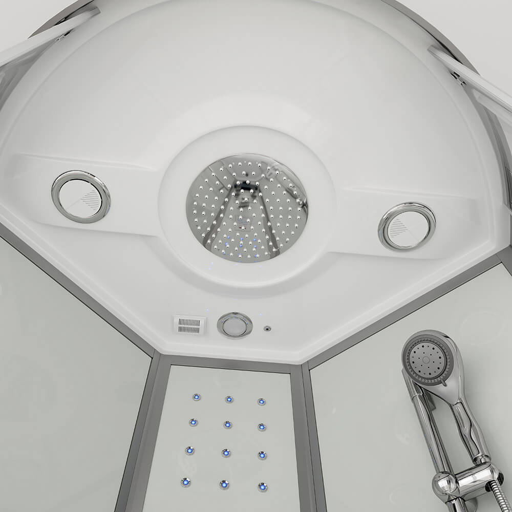 Home Deluxe Dampfdusche mit Wasserfall und Dampfsauna WHITE PEARL - 100 x 100 cm