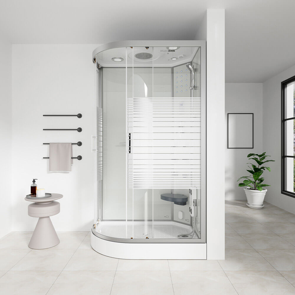Home Deluxe Dampfdusche mit Wasserfall und Dampfsauna WHITE PEARL - 120 x 80 cm Links