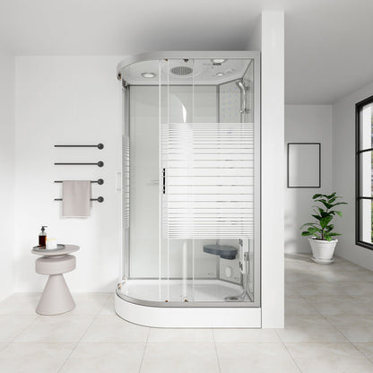Home Deluxe Dampfdusche mit Wasserfall und Dampfsauna WHITE PEARL - 120 x 80 cm Links