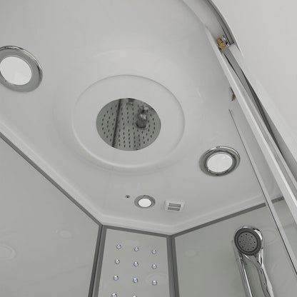 Home Deluxe Dampfdusche mit Wasserfall und Dampfsauna WHITE PEARL - 120 x 80 cm Links