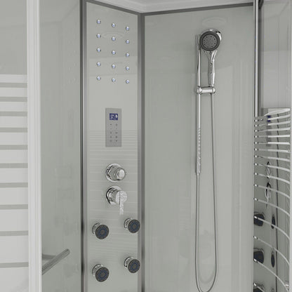 Home Deluxe Dampfdusche mit Wasserfall und Dampfsauna WHITE PEARL - 120 x 80 cm Links