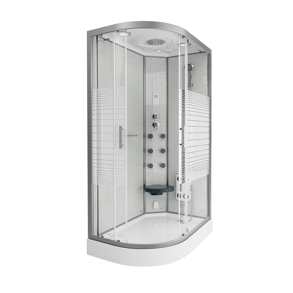 Home Deluxe Dampfdusche mit Wasserfall und Dampfsauna WHITE PEARL - 120 x 80 cm Links