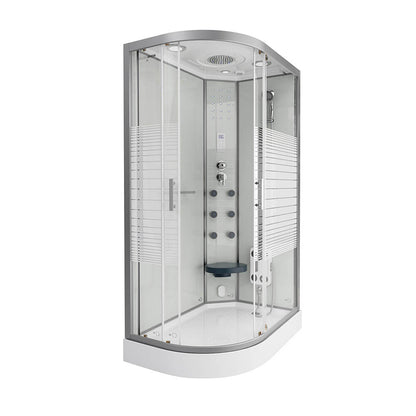 Home Deluxe Dampfdusche mit Wasserfall und Dampfsauna WHITE PEARL - 120 x 80 cm Links
