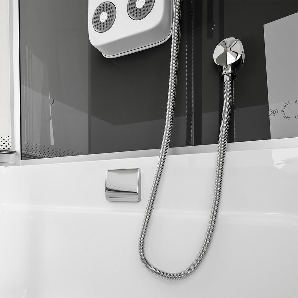 Home Deluxe Duschkabine mit Badewanne ALLIN 2IN1 - 170 x 90 Schwarz Links