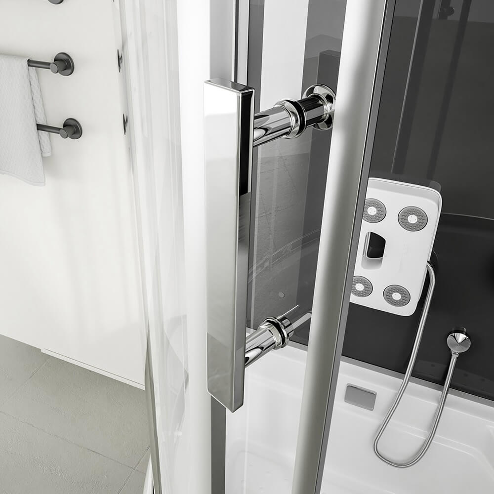 Home Deluxe Duschkabine mit Badewanne ALLIN 2IN1 - 170 x 90 Schwarz Links