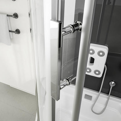 Home Deluxe Duschkabine mit Badewanne ALLIN 2IN1 - 170 x 90 Schwarz Links