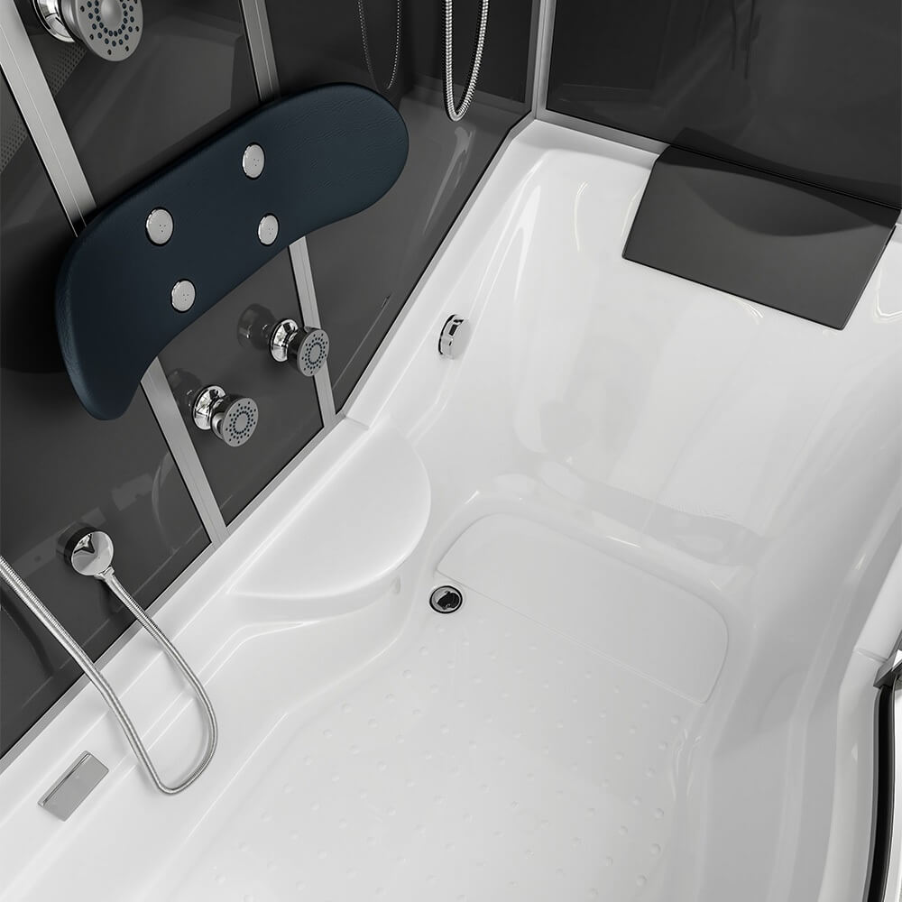 Home Deluxe Duschkabine mit Badewanne ALLIN 2IN1 - 170 x 90 Schwarz Links