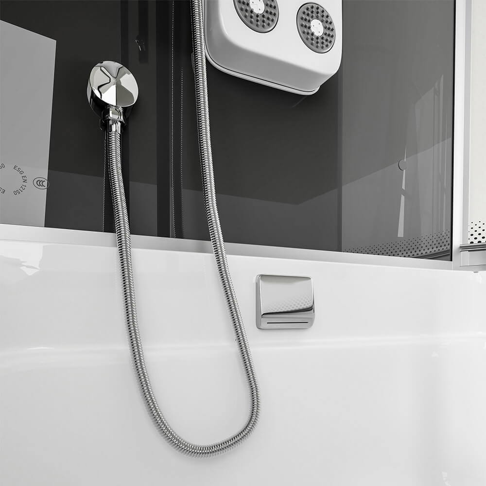 Home Deluxe Duschkabine mit Badewanne ALLIN 2IN1 - 170 x 90 Schwarz Rechts