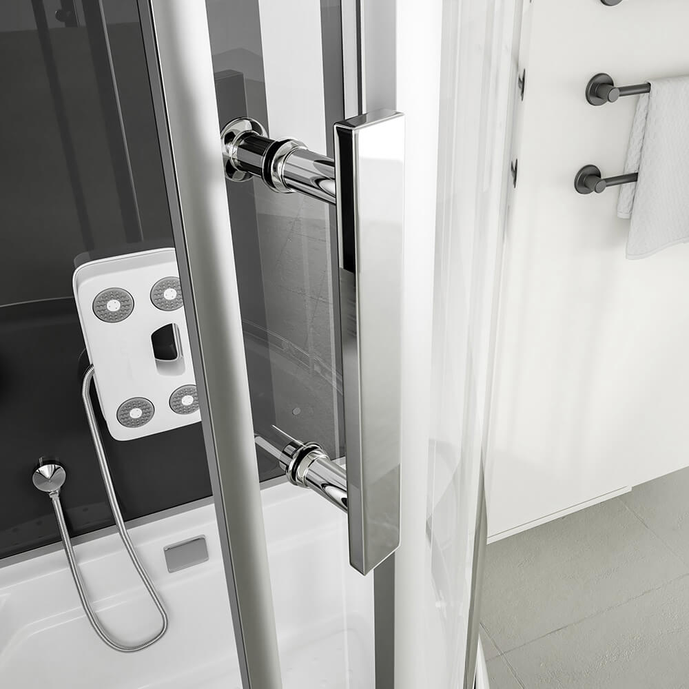 Home Deluxe Duschkabine mit Badewanne ALLIN 2IN1 - 170 x 90 Schwarz Rechts