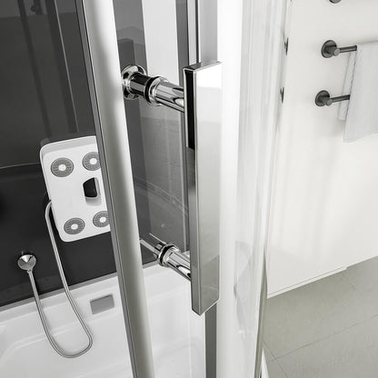 Home Deluxe Duschkabine mit Badewanne ALLIN 2IN1 - 170 x 90 Schwarz Rechts