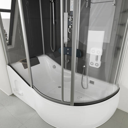 Home Deluxe Duschkabine mit Badewanne ALLIN 2IN1 - 170 x 90 Schwarz Rechts