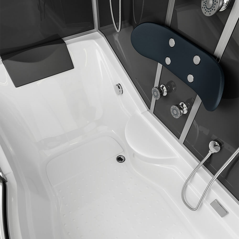 Home Deluxe Duschkabine mit Badewanne ALLIN 2IN1 - 170 x 90 Schwarz Rechts
