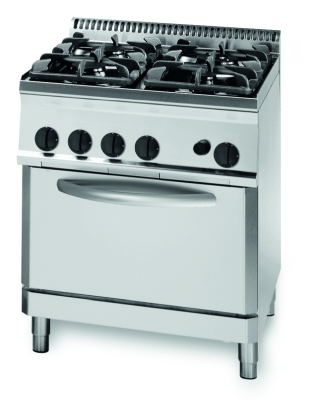 KBS Gastrotechnik Gas-Herd 19,5kW 4 Brenner mit Elektro Backofen