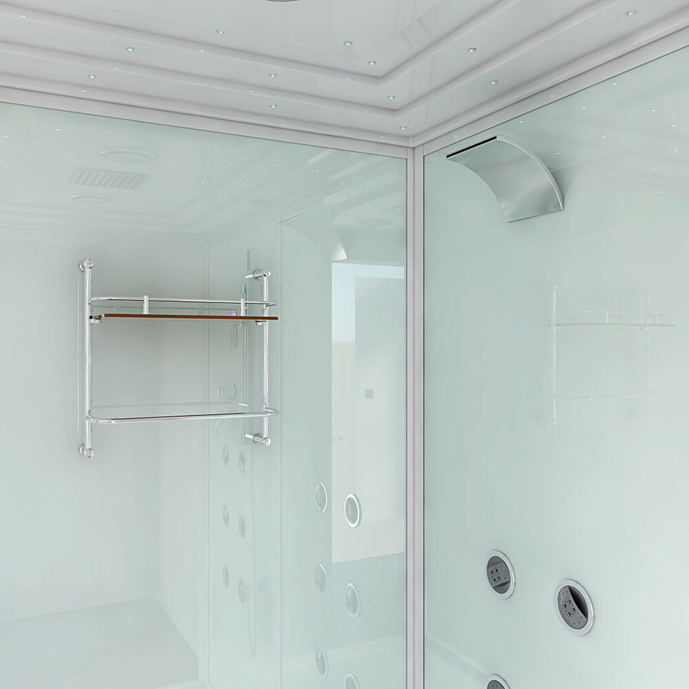 Home Deluxe Dampfdusche mit Wasserfall und LED-Beleuchtung DESIGN XL - 180 x 130 cm