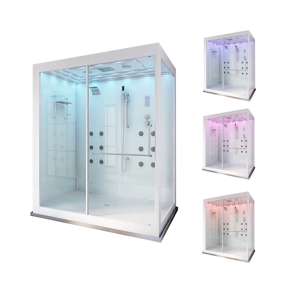 Home Deluxe Dampfdusche mit Wasserfall und LED-Beleuchtung DESIGN XL - 180 x 130 cm