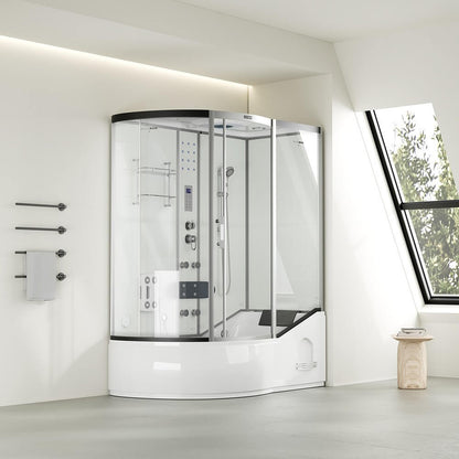 Home Deluxe Dampfdusche mit Whirlpool ALLIN 4IN1 - 170 x 90 Weiß Links