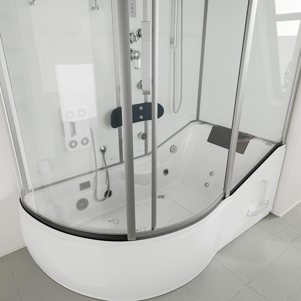 Home Deluxe Dampfdusche mit Whirlpool ALLIN 4IN1 - 170 x 90 Weiß Links