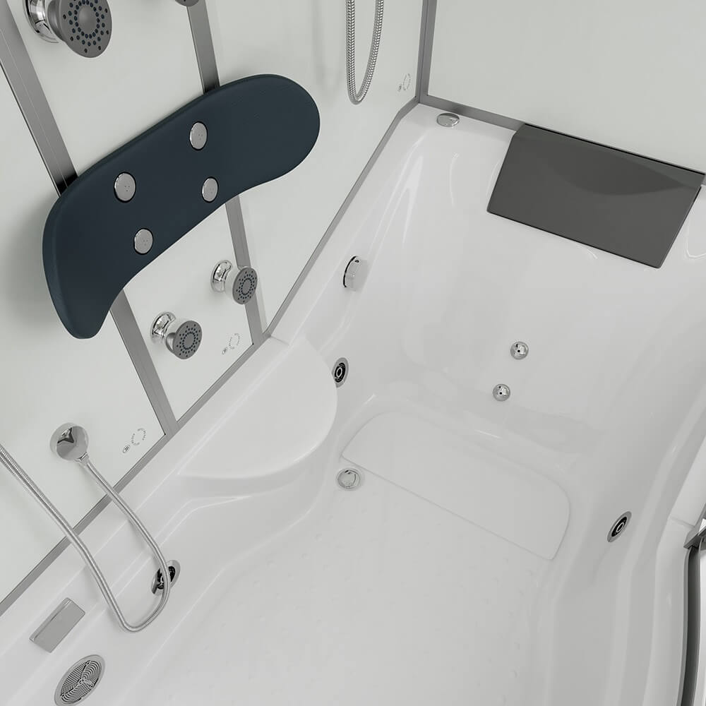 Home Deluxe Dampfdusche mit Whirlpool ALLIN 4IN1 - 170 x 90 Weiß Links