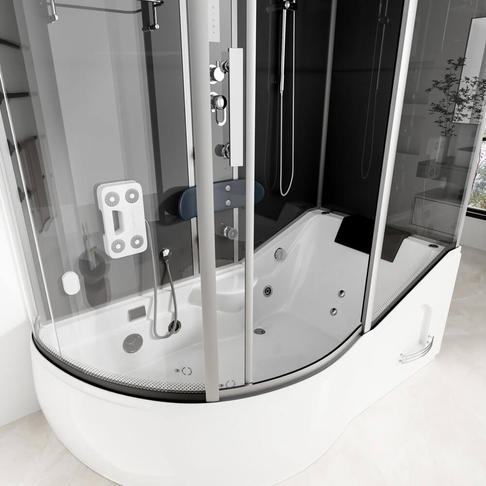 Home Deluxe Dampfdusche mit Whirlpool ALLIN 4IN1 - 170 x 90 Schwarz Links