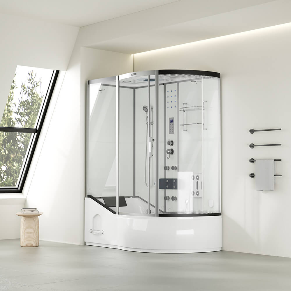Home Deluxe Dampfdusche mit Whirlpool ALLIN 4IN1 - 170 x 90 Weiß Rechts