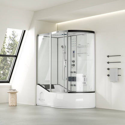 Home Deluxe Dampfdusche mit Whirlpool ALLIN 4IN1 - 170 x 90 Weiß Rechts