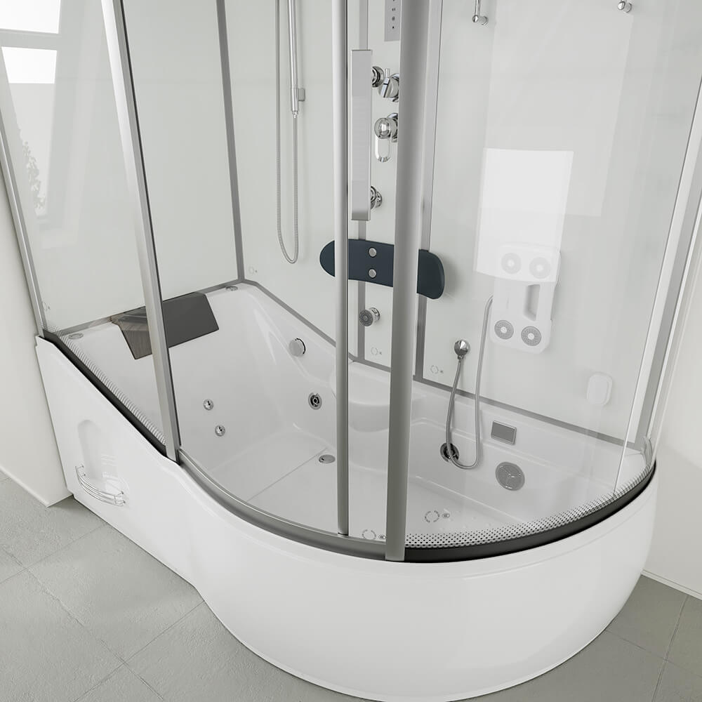Home Deluxe Dampfdusche mit Whirlpool ALLIN 4IN1 - 170 x 90 Weiß Rechts