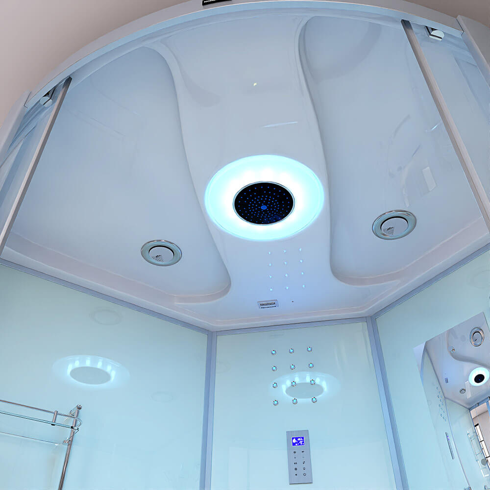 Home Deluxe Dampfdusche mit Whirlpoolfunktion und Dampfsauna EXCLUSIVE - 150 x 150 cm Weiß