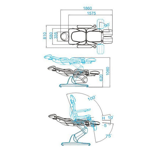 ActiveShop Elektrischer Kosmetikstuhl Azzurro 870S Pedi 3 Motoren Cappuccino