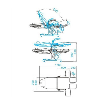 ActiveShop Elektrischer Fußpflegestuhl Azzurro 709A 3 Motoren grau