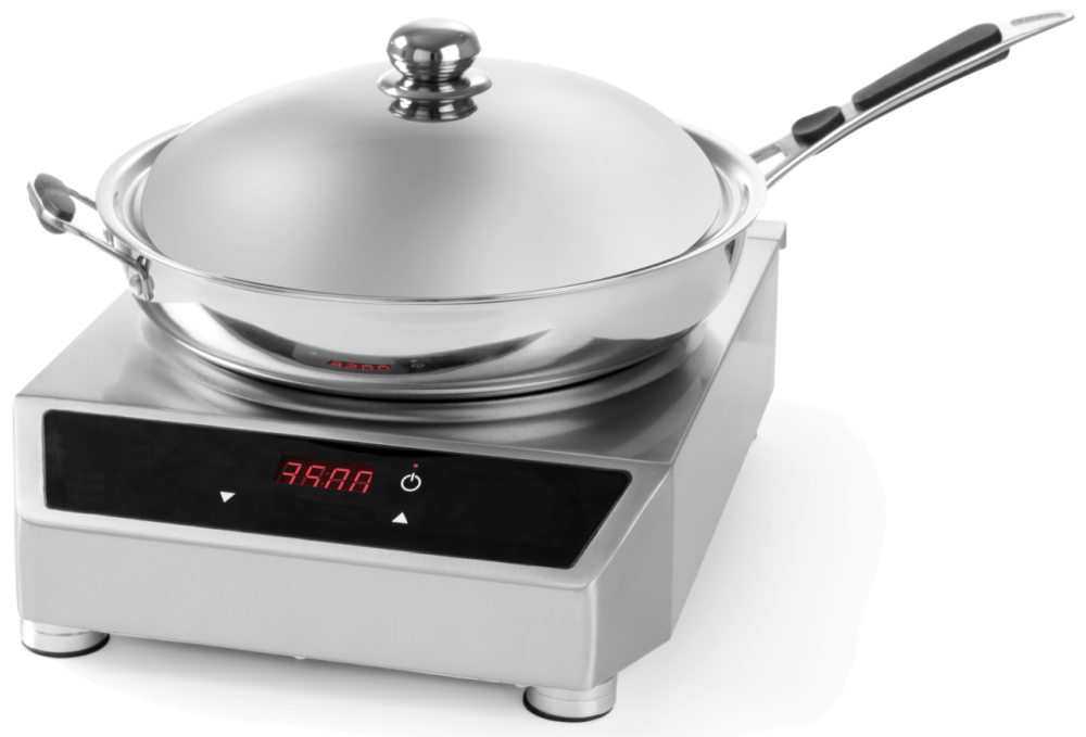 KBS Gastrotechnik Induktionswok Edelstahlgehäuse 3,5 kW Schott-Ceran ® Glaskeramik-Kochfläche