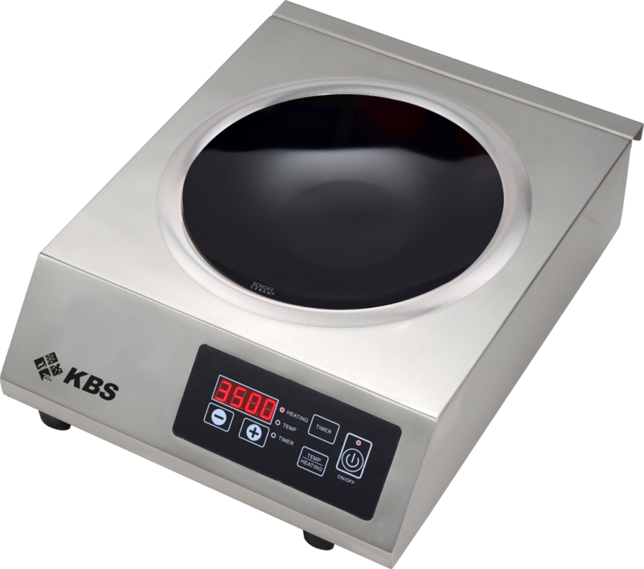 KBS Gastrotechnik Induktionswok Edelstahlgehäuse 3,5 kW Schott-Ceran ® Glaskeramik-Kochfläche