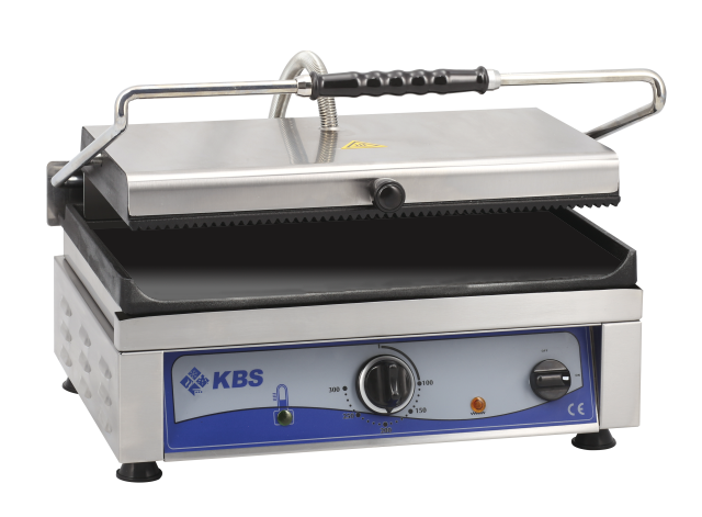 KBS Gastrotechnik Kontaktgrill Grillfläche 45x27 cm oben gerillt & unten glatt 1 Heizzone