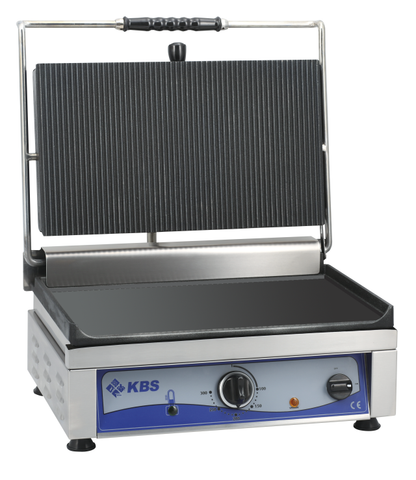 KBS Gastrotechnik Kontaktgrill Grillfläche 45x27 cm oben gerillt & unten glatt 1 Heizzone