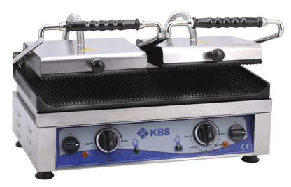 KBS Gastrotechnik Kontaktgrill Grillfläche 52x24cm oben & unten gerillt 2 Heizzonen