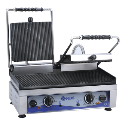 KBS Gastrotechnik Kontaktgrill Grillfläche 52x24cm oben & unten gerillt 2 Heizzonen