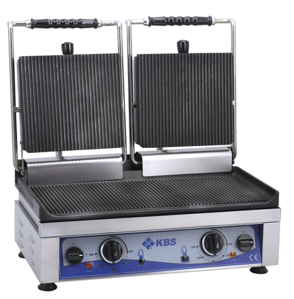 KBS Gastrotechnik Kontaktgrill Grillfläche 52x24cm oben & unten gerillt 2 Heizzonen