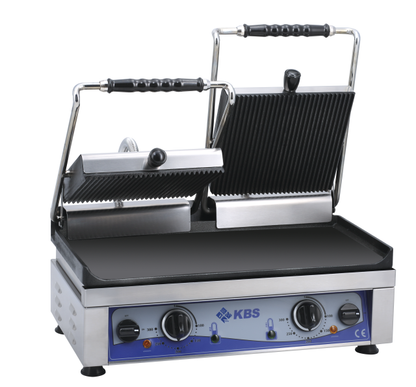 KBS Gastrotechnik Kontaktgrill Grillfläche 52x24 cm oben gerillt & unten glatt 2 Heizzonen