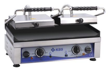 KBS Gastrotechnik Kontaktgrill Grillfläche 52x24 cm oben gerillt & unten glatt 2 Heizzonen