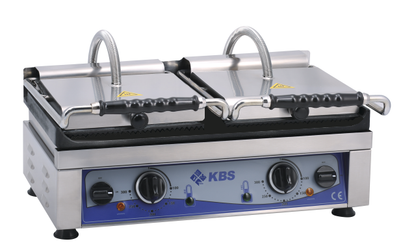 KBS Gastrotechnik Kontaktgrill Grillfläche 52x24 cm oben gerillt & unten glatt 2 Heizzonen