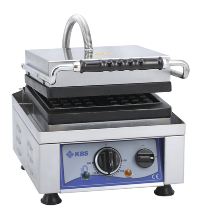 KBS Gastrotechnik Waffeleisen mit fester Backplatte für 2x Waffeln 10x17x1,5cm