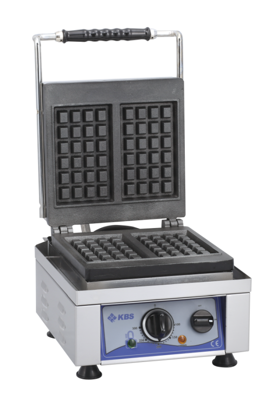 KBS Gastrotechnik Waffeleisen mit fester Backplatte für 2x Waffeln 10x17x1,5cm