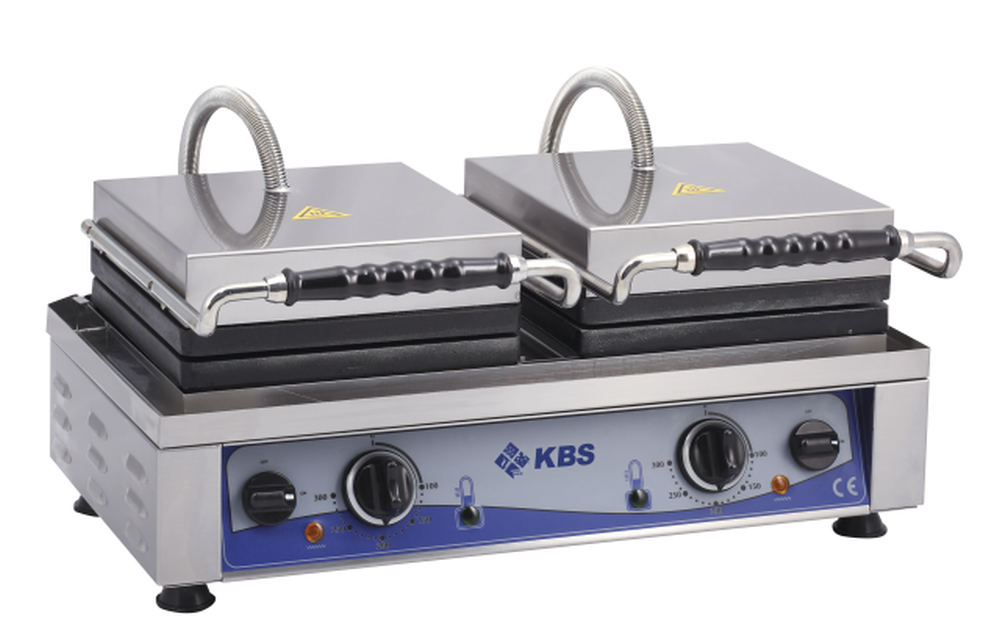 KBS Gastrotechnik Waffeleisen mit 2 festen Backplatten für 4x Waffeln 10x17x1,5cm