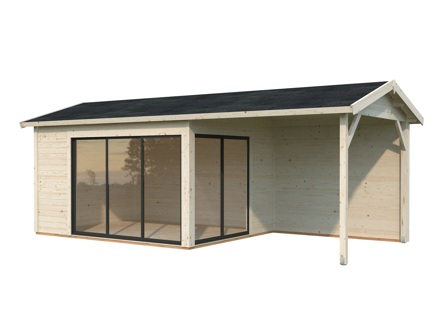 Palmako Amanda 11,2+7,8 m2 Slide Plus - Lackiert hellgrau RAL7042 + anthrazit RAL7016