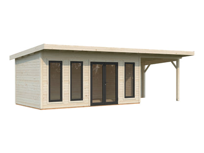 Palmako Aurelia 15,2+7,9 m2 - Lackiert hellgrau RAL7042 + anthrazit RAL7016