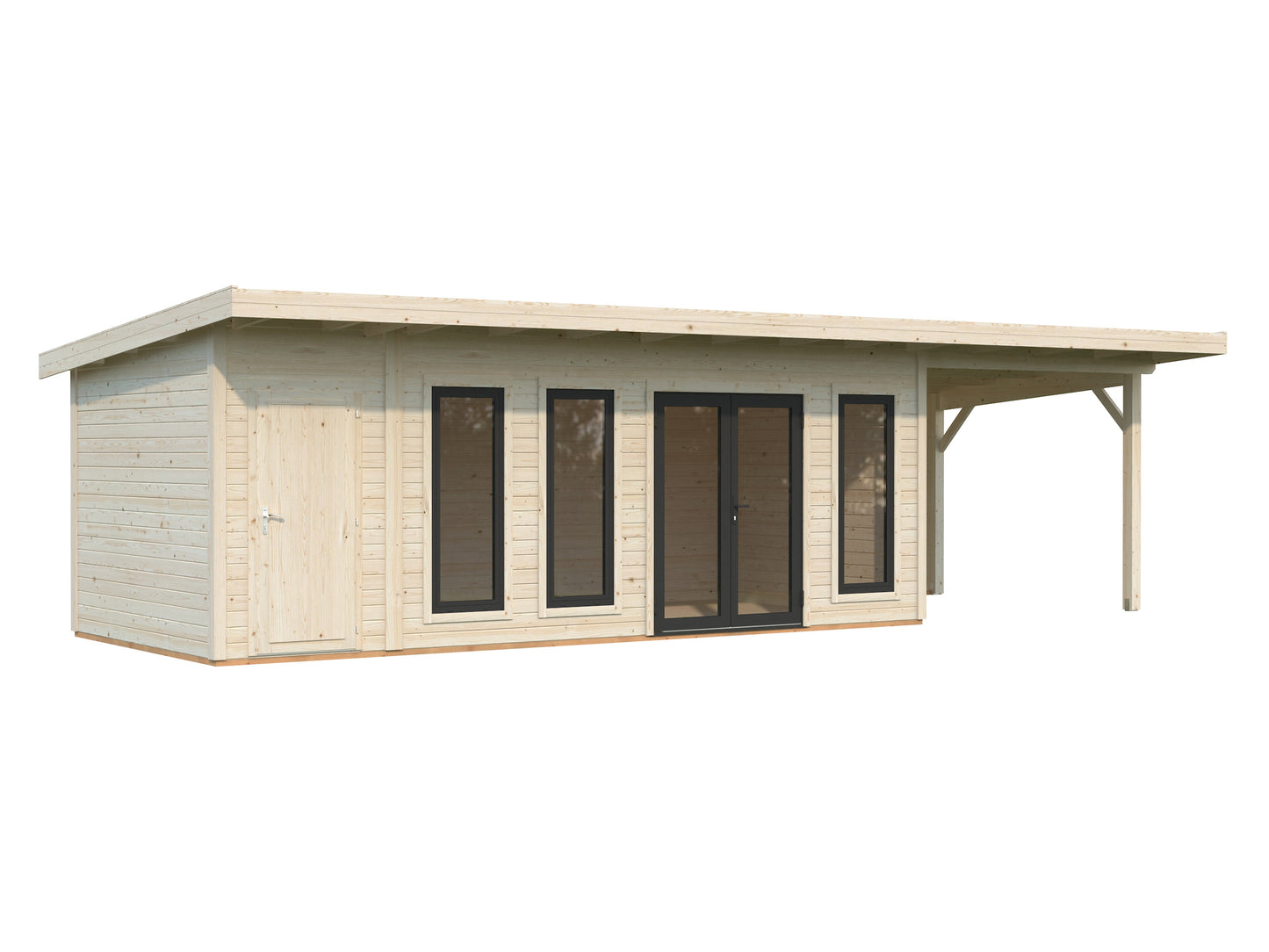 Palmako Aurelia 19,2+7,9 m2 - Lackiert hellgrau RAL7042 + anthrazit RAL7016