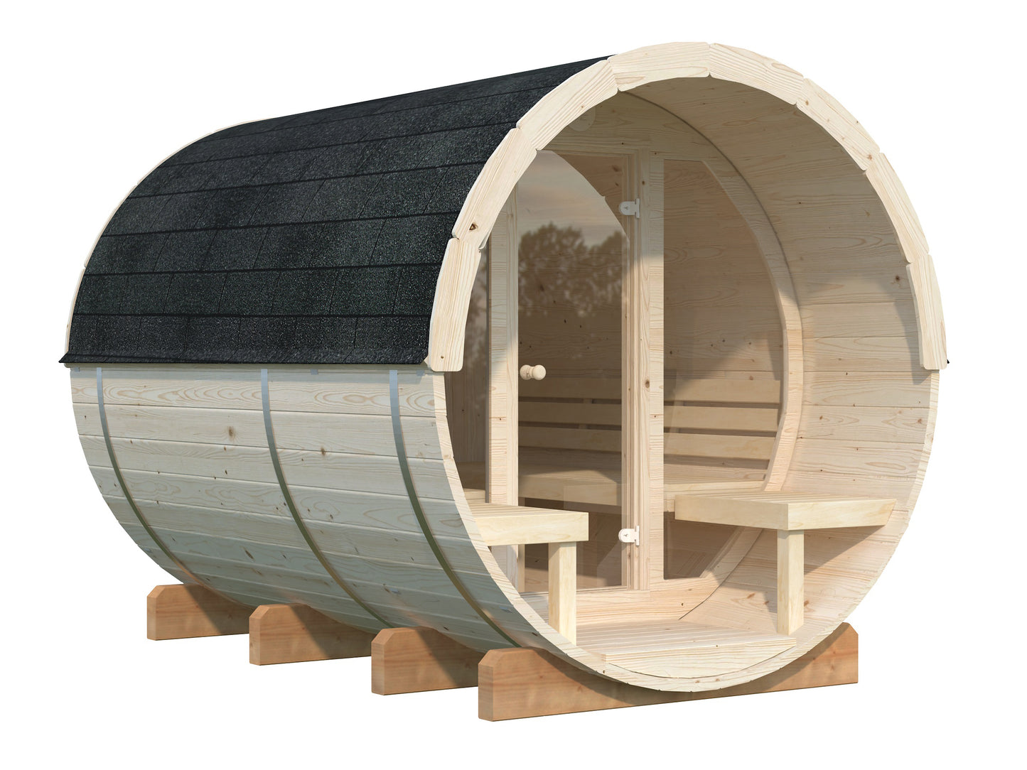Palmako Anita 1,6+0,7 m2 mit Glasfront - Naturbelassen