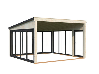 Palmako Lumi 16,6 m2 Slide Plus - Lackiert weiß RAL9016