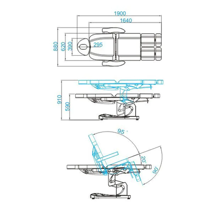 ActiveShop Elektrischer Kosmetikstuhl Azzurro 708AS Pedi 3 Motor grau