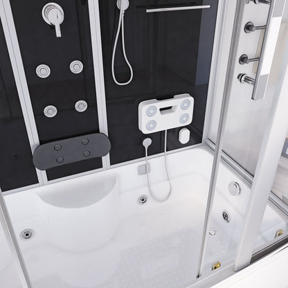Home Deluxe Dampfdusche mit Whirlpoolfunktion und LED-Beleuchtung DIAMOND BIG -  190 x 100 cm Schwarz